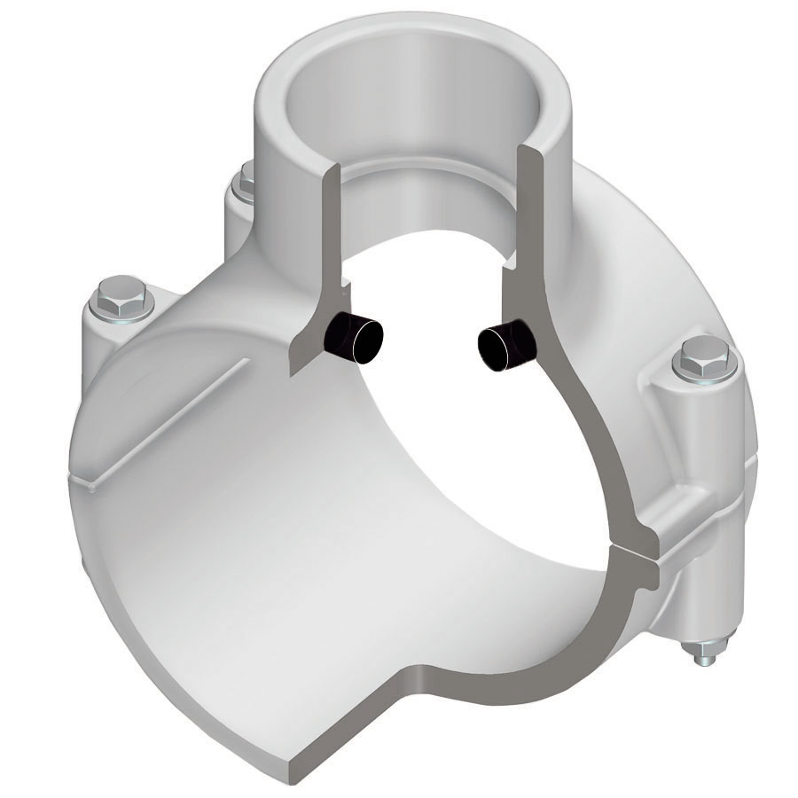 Clamp-On Saddle x Soc Single Outlet, PVC White