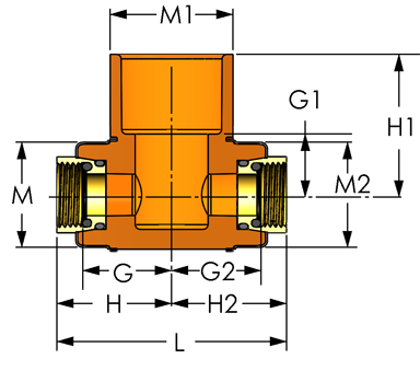 TorqueSafe Back-To-Back Sidewall Sprinkler Tee - Gasket Sealed Brass Thread Insert Style